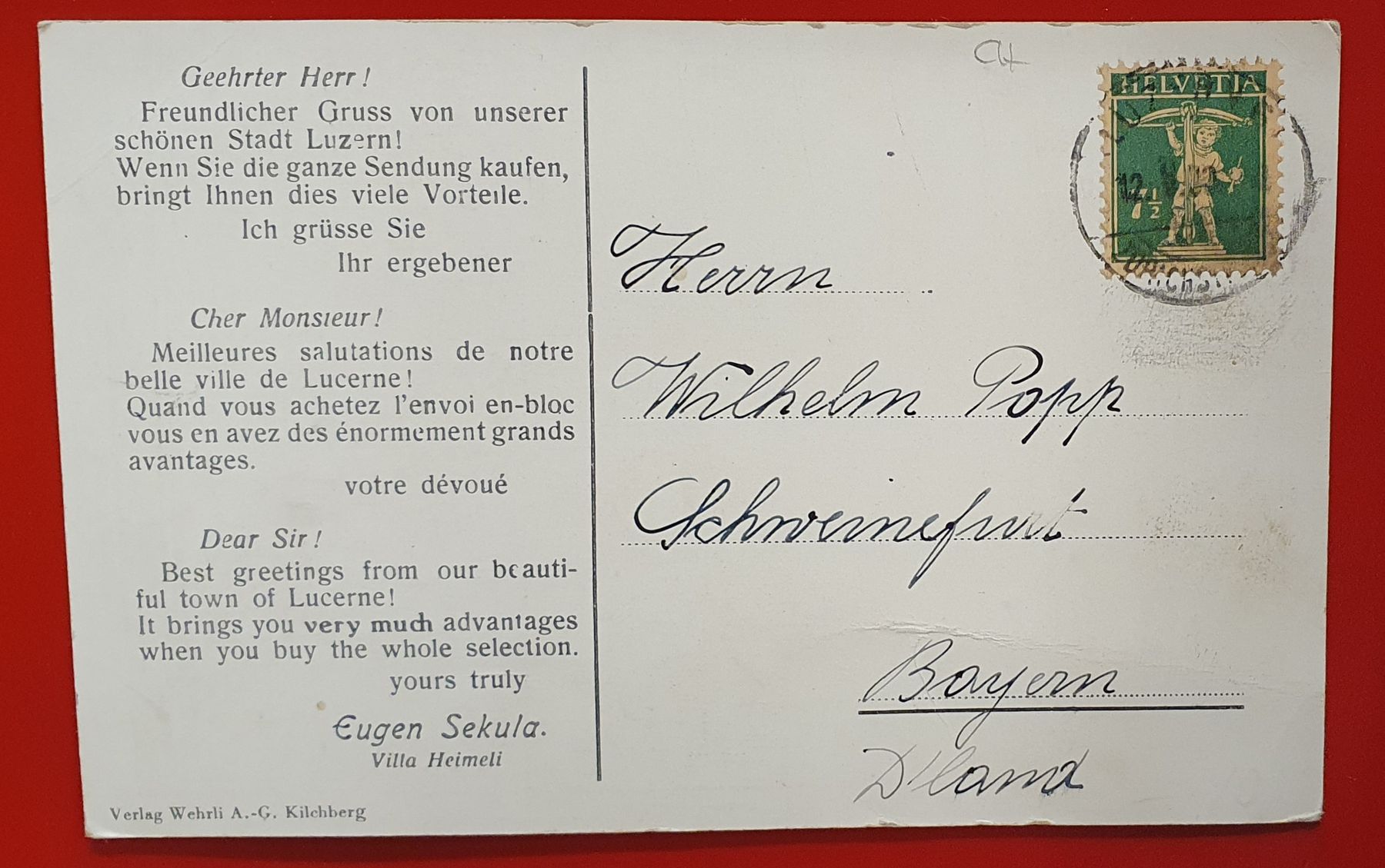 Cartoline postali: Luzern  - Eugen Sekula Ansichtskarte – Usato da Kreuzlingen venduto da Rschweiz1 1
