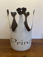 Grosse Deko Krone, Metall, Weiss Rost Shabby Chic
