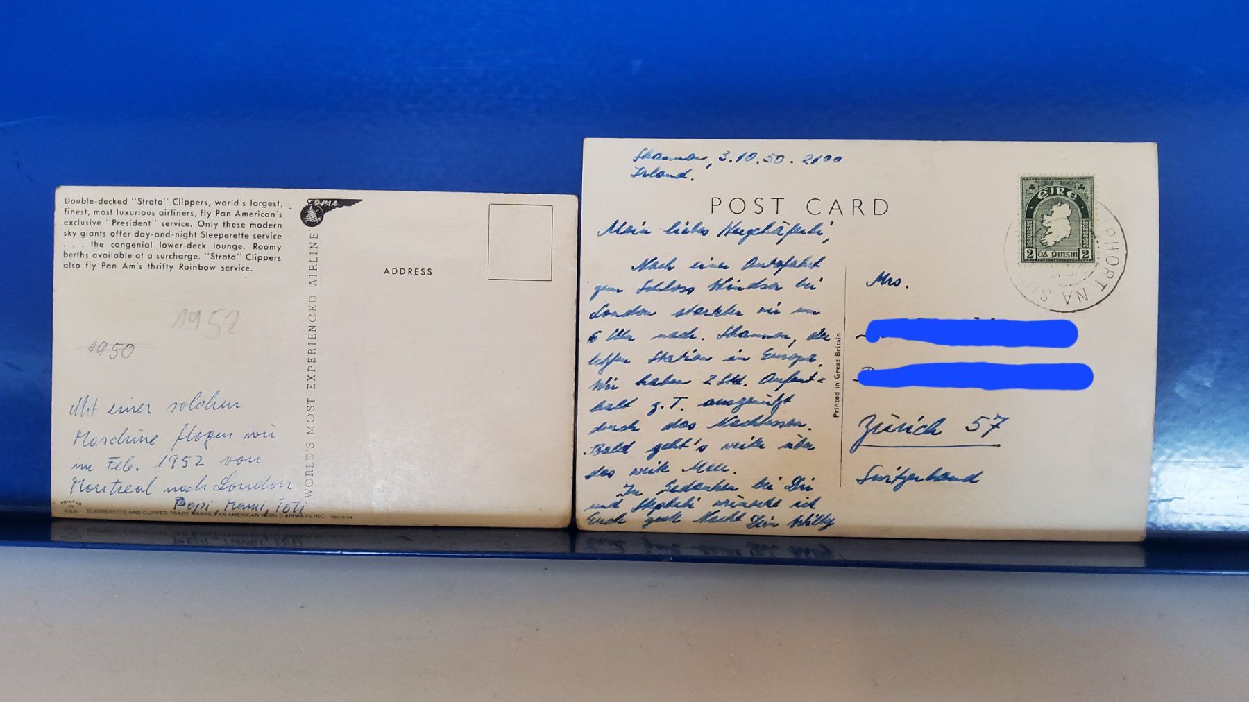 Ansichtskarten: Aviatik Postkarten ca. 1950 gelaufen – Gebraucht aus Grüningen von VENOM59 1