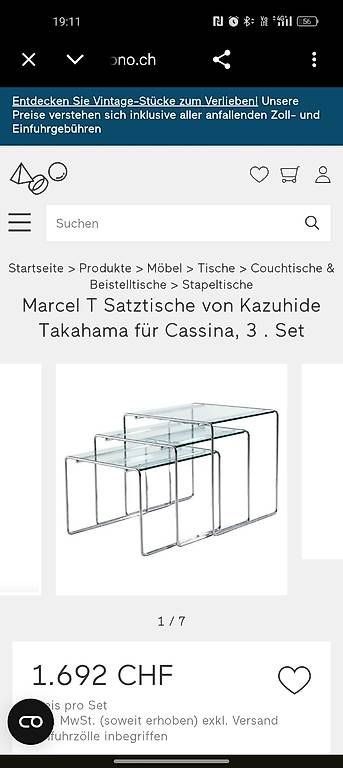 Cassina Tavoli: Cassina Marcel T Satztisch 3er Set Design – Usato da Winterthur venduto da style-and-design.zrh 3