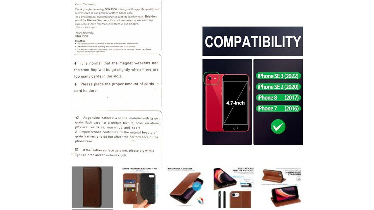 Cover & Protezioni schermo: Etui portefeuille SHIELDON téls: iPh8,iPh7,iPh SE. BrunRétro – Usato da Nyon venduto da WHTF 6