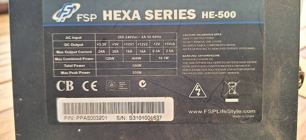 PCs: PC Netzteil Hexa HE-500 – Gebraucht aus Bern von resminder