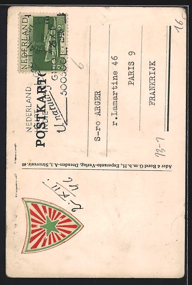 Cartoline postali: Segelschiff auf Globus, Esperanto, 1919 – Usato da Berlin venduto da bartko-reher 1