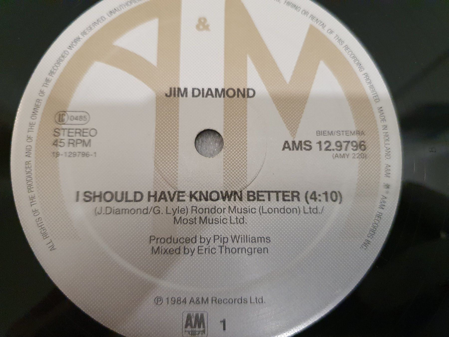 Schallplatten: Jim Diamond - I Should Have Known Better – Gebraucht aus Uster von Vinyl-Leidenschaft 3