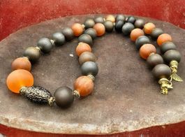 Unikat 💎 Handgemachte Harzperlenkette, orange braun - Neu