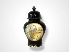 Japan-Vase "The Art of Chokin" mit Deckel / Pfau-Motiv