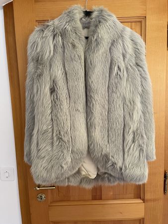VESTE EN RENARD ARGENTÉ TOP QUALITÉ