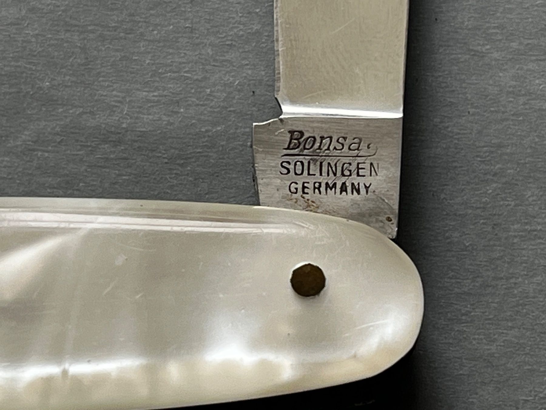 Coltelli tascabile: Altes Bonsa/Solingen Perlmutt Sackmesser 83 mm - selten – Usato da Zürich venduto da FV.vintage 3