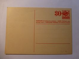 Postkarte mit bezahlte Antwort, Überdruck 30, neu