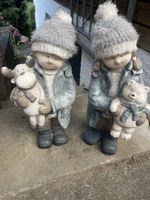 Deko Figuren Kinder mit Rentier und Bär 2er Set 50cm