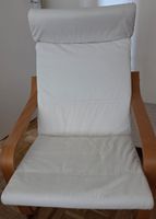 Sessel Holzgestell weisser Bezug guter Zustand inkl. Hocker
