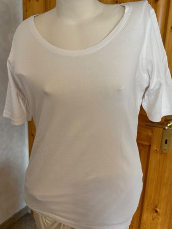 Sommerliches, weisses T-Shirt von Chicorée, Grösse L