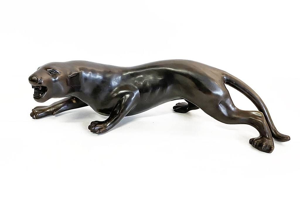 Sculture & Statue: Bronzefigur, schleichender, schwarzer Panther – Usato da Ballwil venduto da ClassicGallery
