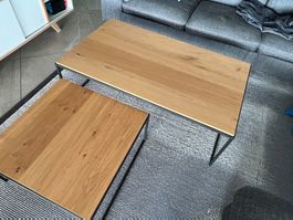 Couchtisch Set Eiche (zweiteilig), Metallgestell