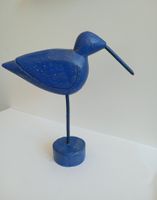 Vintage Holz Vogel Deko Blau Folk Art