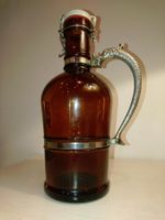 Alter grosser Bierkrug LÖWENBRÄU ZÜRICH Silbermontur. Topzu.