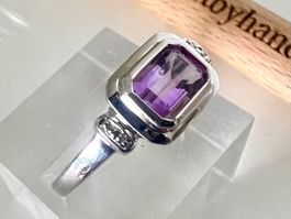 Vintage Silberring 925 – Amethyst im Carré-Schliff - Gr. 63