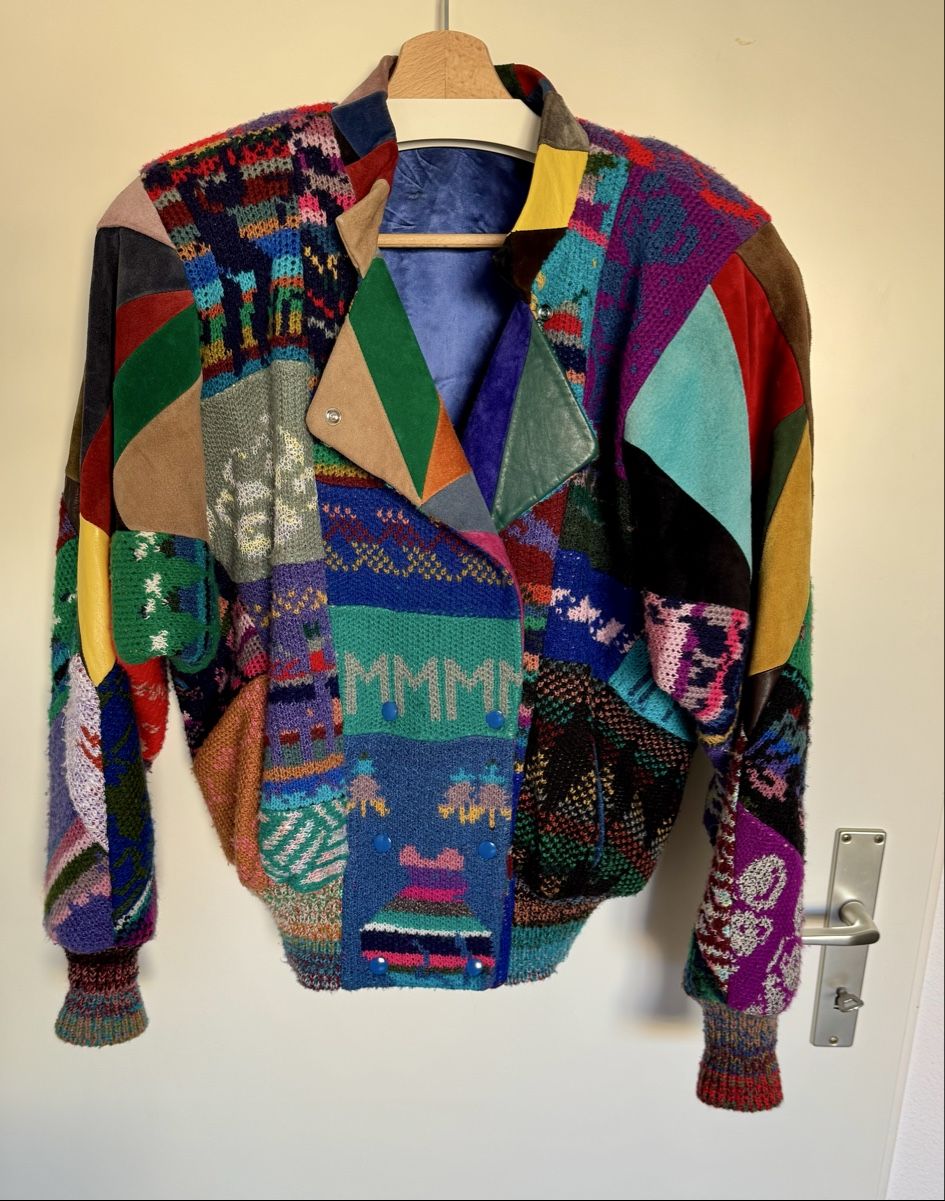 Jacken: VINTAGE 80s LEATHER & SUEDE & KNITTED PATCHWORK JACKET - M – Neu (gemäss Beschreibung) aus Lausanne von joltei 1
