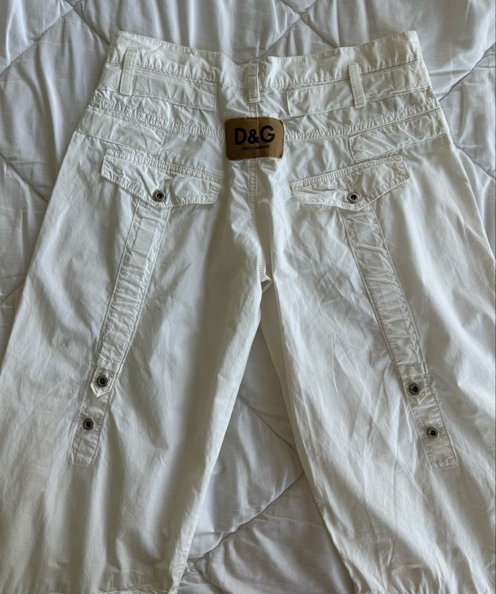 Dolce & Gabbana Pantaloni: D&G White Vintage Y2K Cargo Pants - Size Medium – Usato da Zürich venduto da megastored 2
