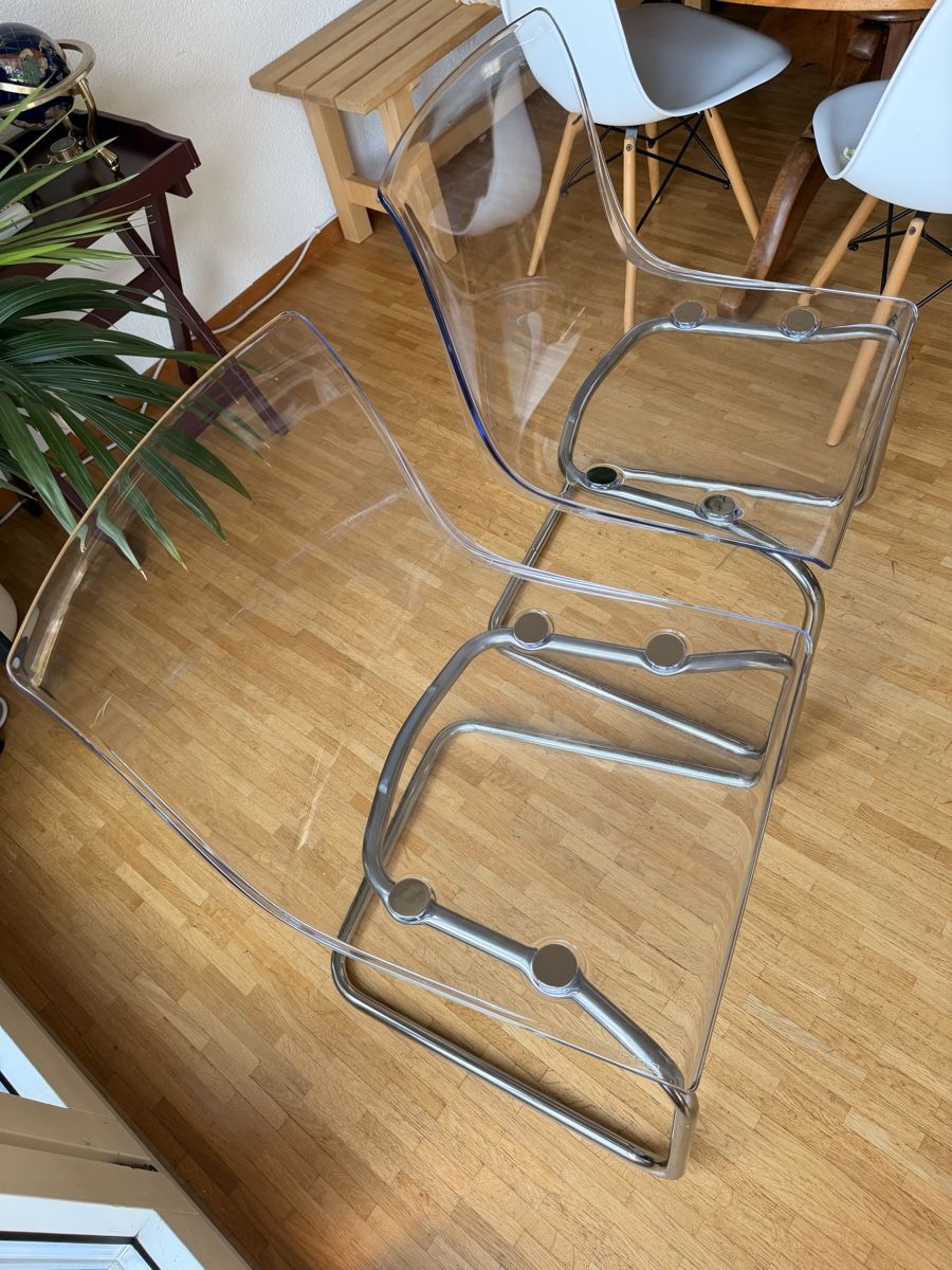 Ikea Sedie: 2x Stuhl transparent Kunststoff Metall Gestell – Usato da Thalwil venduto da margogram99 1