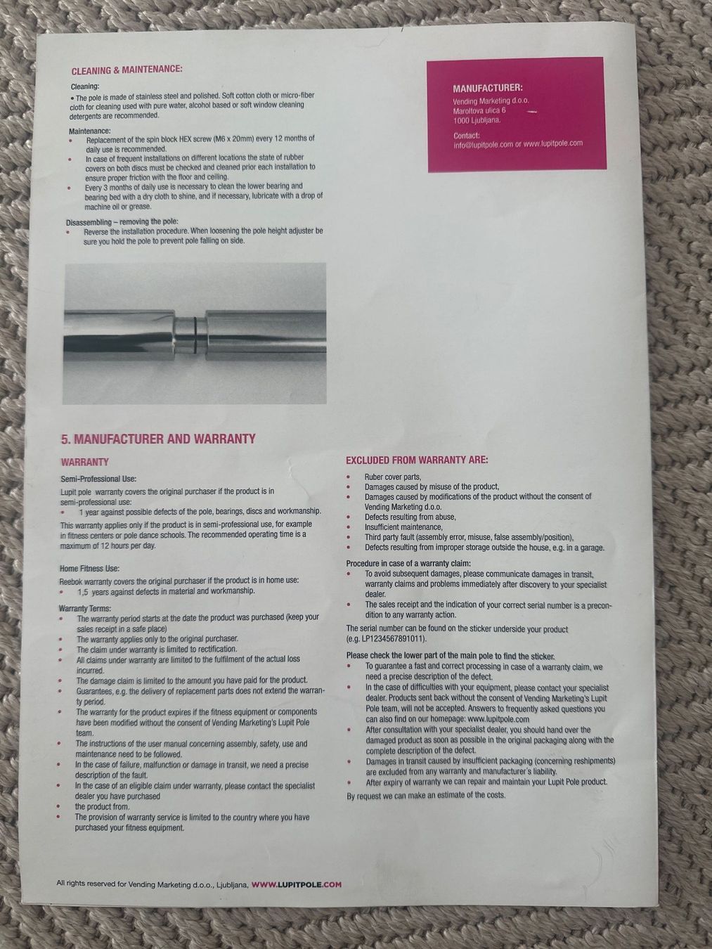 Hometrainer: Lupit Polestange (Basic) Chrome 42mm – Usato da Meilen venduto da Limmatbrother 5