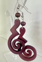 Boho-Ethno Holz-Ohrhänger – Symbol der Weisheit - 7.5 cm Neu