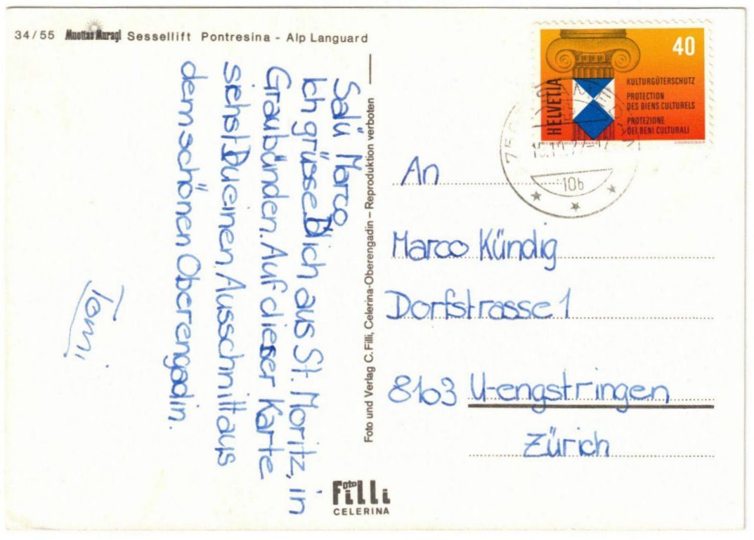 Cartoline postali: St. Moritz - 4 Bild AK Muottas Muragl – Usato da Binningen venduto da Mountainrider 1