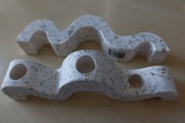Kerzenständer, 2 Stück, + 12 Stabkerzen, Kunststein, NEU