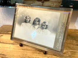 JUGENDSTIL FOTORAHMEN BRONZE BLEIKRISTALL FRANKREICH UM 1900