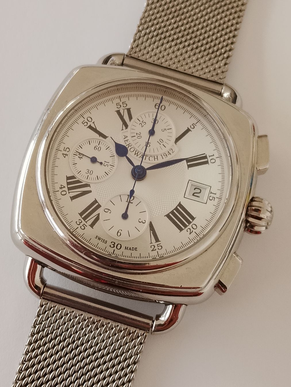 Aerowatch Uhren: Automatic Aerowatch 1942 cushion Chronograph valjoux 7750  – Gebraucht aus Biel/Bienne von Vintage-timearts 5