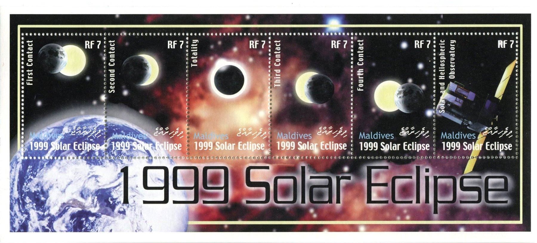 Tutti i francobolli: Block "Sonnenfinsternis". Malediven. – Nuovo e nell'imballaggio originale da Basel venduto da Butsch5