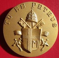 Johannes Paul II - TU ES PETRUS - goldfarben 50mm - 60.1 Gr