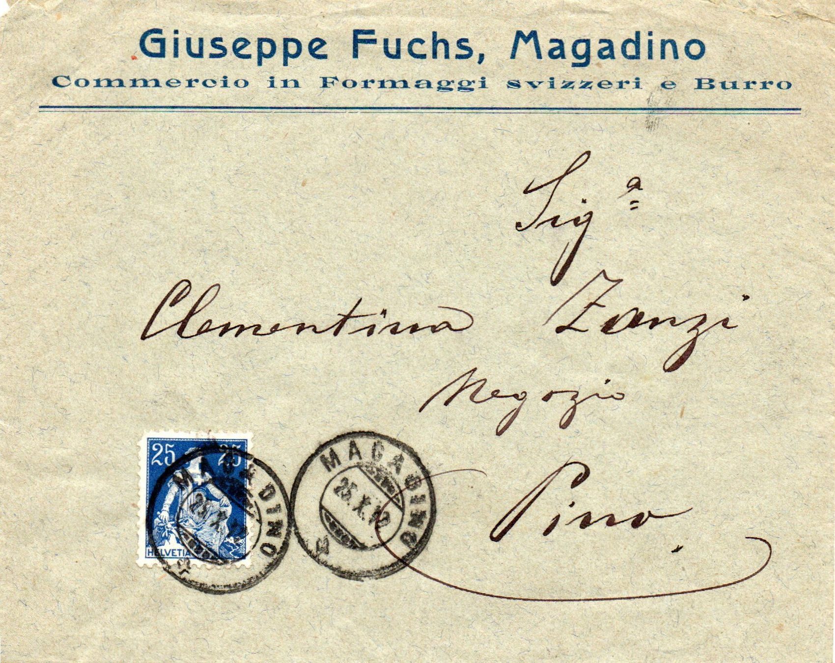 Tutti i francobolli: Giuseppe Fuchs-Magadino - Commercio formaggi – Usato da Melano venduto da pisonsdro