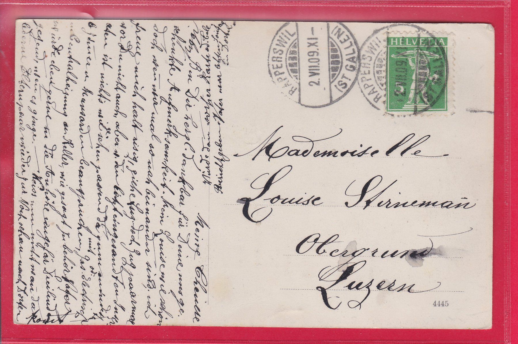 Ansichtskarten: ZÜRICH - TONHALLE, 2.7.1909 – Gebraucht aus Oberrieden von Gebirgsstelze 1