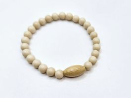 Damenarmband Tagua Nuss Natur Hellbraun Holz-Ellipse Beige