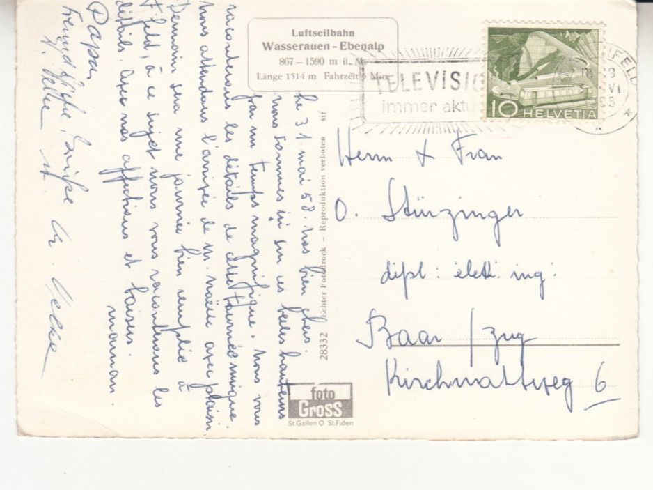 Cartoline postali: Ebenalp 1958 – Usato da Bürglen TG venduto da StampGraf 1