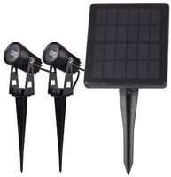 Gartenstrahler Set Solar mit 2 Spots Solarzelle Erdspieß