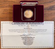 USA Silber Dollar Proof Coin Olympia 1992, Full Set!