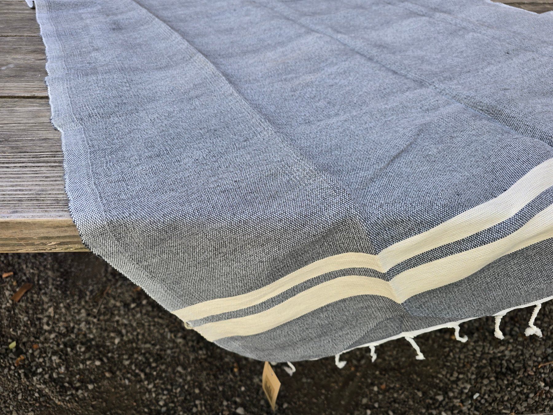 Badetücher: Fouta: Hammamtuch graucharbon/blanc cassé-ANGEBOT – Neu (gemäss Beschreibung) aus Romanshorn von Rachacha 4