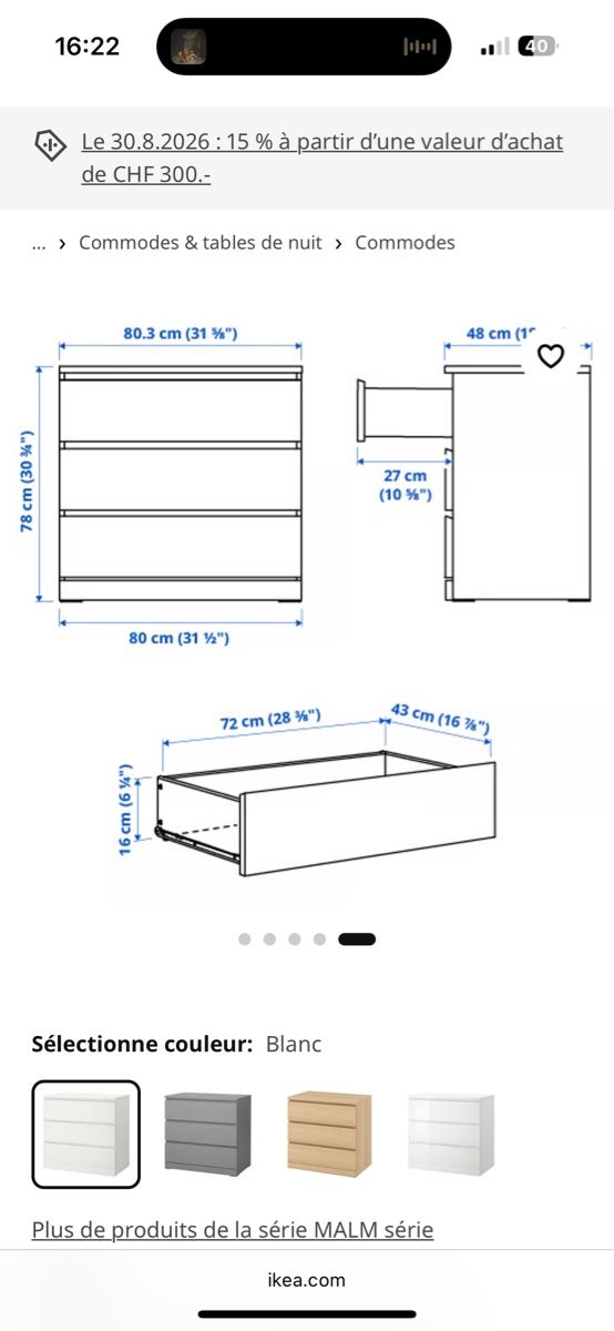 Ikea Commodes: Kommode Ikea Malm weiss – D'occasion à St. Gallen par maryloewe 4