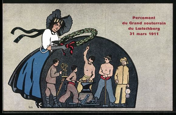 Cartoline postali: Kandersteg, Percement du Grand souterrai – Usato da Berlin venduto da bartko-reher