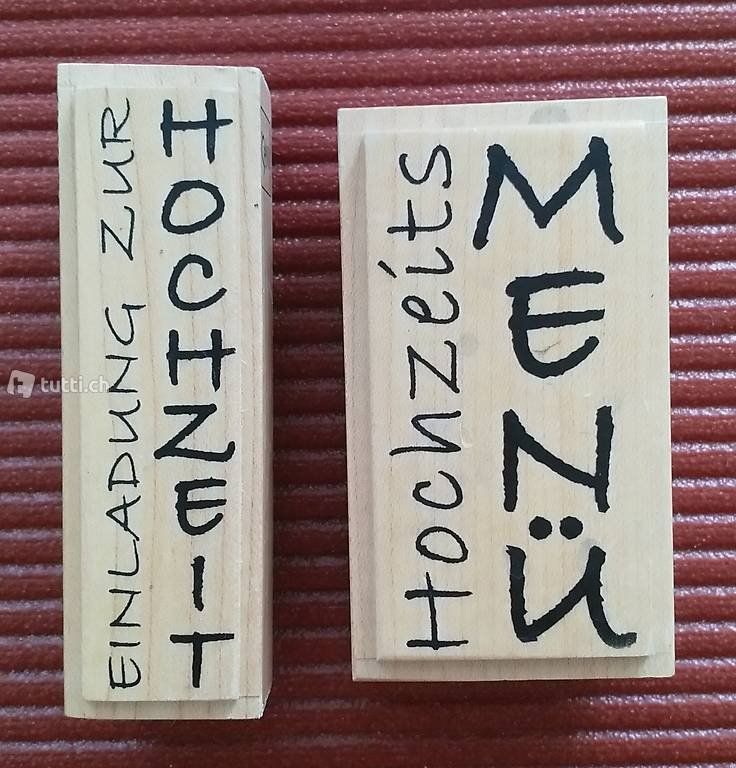 Timbri: 2 x Stempel Hochzeit Einladung und Menü – Usato da Wolfwil venduto da NewGirl