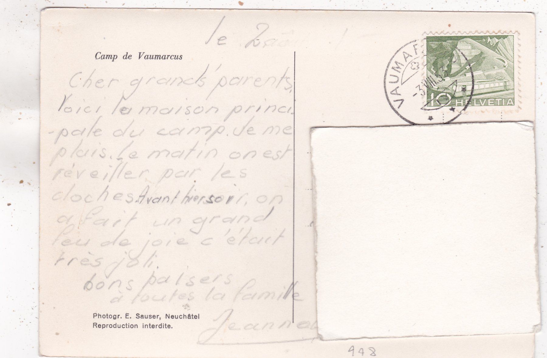 Cartoline postali: Camp de Vaumarcus 1953 – Usato da Herisau venduto da Lisegrat2008 1