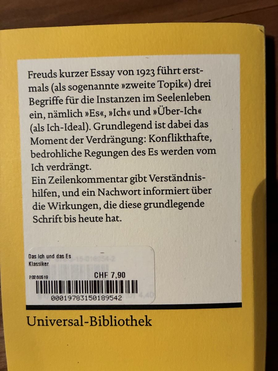 Bücher: Freud: Das Ich und das Es – Neu (gemäss Beschreibung) aus Wetzikon ZH von chris7pat 1