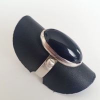Vintage Onyx Ring, 925 Sterling Silber, Gr. 16,1 mm