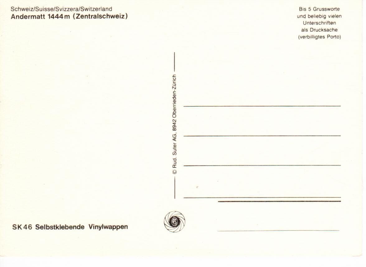 Cartoline postali: Andermatt - Uri – Usato da Wolhusen venduto da Curver9 1