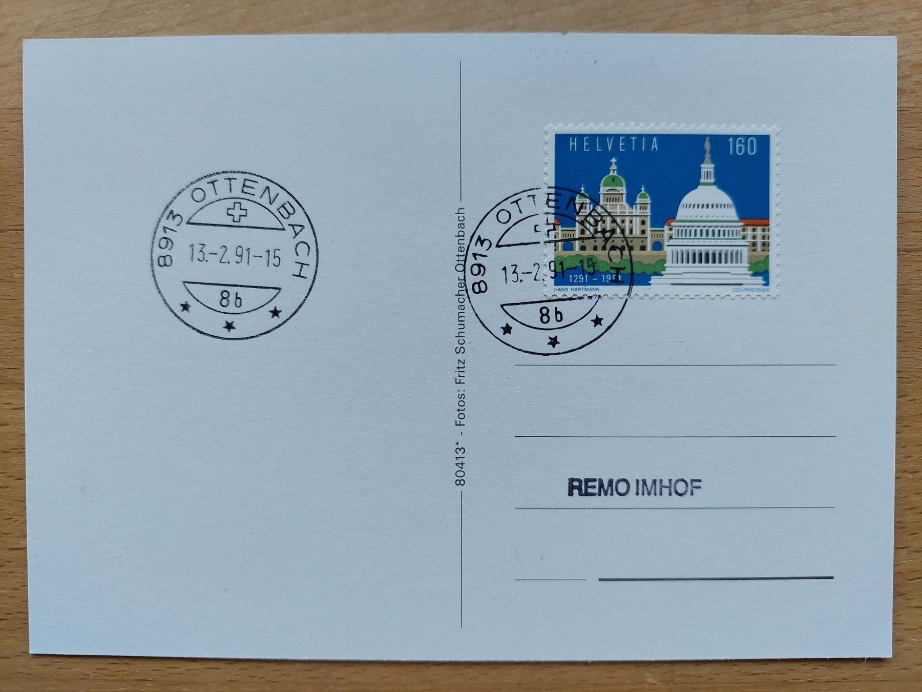 Ansichtskarten: AK Ottenbach 4-bildrig gestempelt 13.02.91 – Gebraucht aus Obfelden von Foto_Bild_Kunst_Buch 1