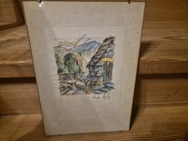 Aquarell-Zeichnung "Berghütte" von Christian Inglin '82