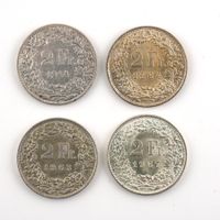 4x 2Fr Silbermünze