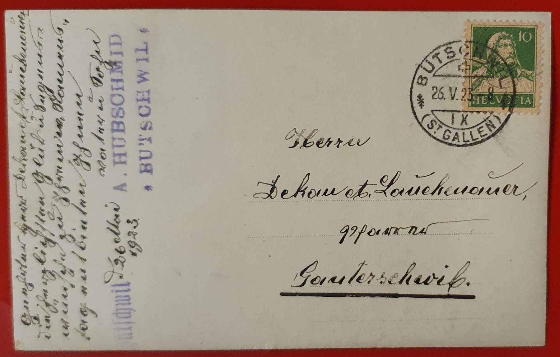 Ansichtskarten: Bütschwil 1923 - Wohnhaus – Gebraucht aus Kreuzlingen von Rschweiz1 1